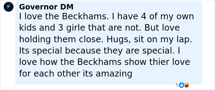 Comment discussing David Beckham and a 14-year-old daughter sitting on his lap in a very creepy relationship context. Comment discussing David Beckham and a 14-year-old daughter sitting on his lap in a very creepy relationship context.