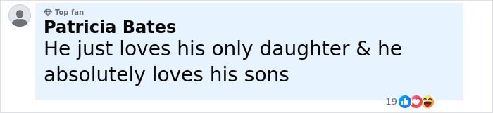 Comment by Patricia Bates expressing love for her only daughter and sons in a social media post about a very creepy relationship. Comment by Patricia Bates expressing love for her only daughter and sons in a social media post about a very creepy relationship.