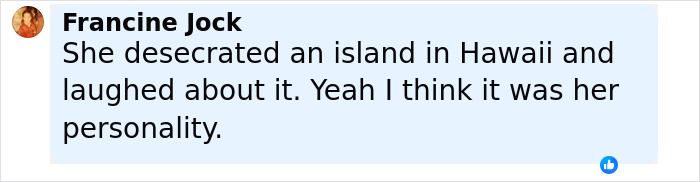 Screenshot of a social media comment discussing personality rejection related to she married a rich art dealer. Screenshot of a social media comment discussing personality rejection related to she married a rich art dealer.