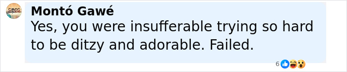 Screenshot of a social media comment criticizing personality, related to Jennifer Lawrence and rich art dealer discussion.