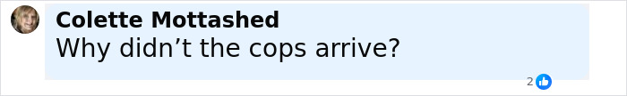 Screenshot of a social media comment questioning the absence of cops in a disturbing doorbell prank involving a masked trio. Screenshot of a social media comment questioning the absence of cops in a disturbing doorbell prank involving a masked trio.