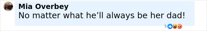 Comment from Mia Overbey stating no matter what he’ll always be her dad, related to Bijou Phillips and Danny Masterson news. Comment from Mia Overbey stating no matter what he’ll always be her dad, related to Bijou Phillips and Danny Masterson news.