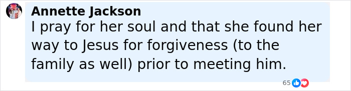 Comment expressing a prayer for forgiveness and peace for a woman involved in a jealous stabbing and pentagram carving case. Comment expressing a prayer for forgiveness and peace for a woman involved in a jealous stabbing and pentagram carving case.