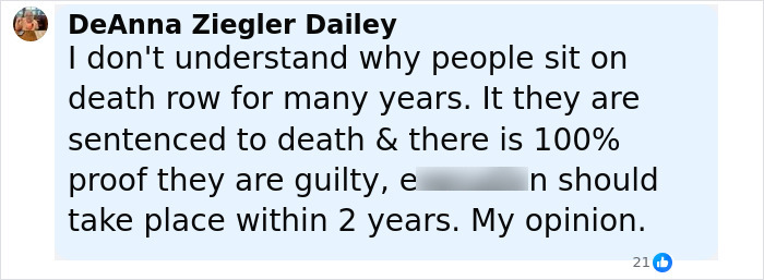 Comment discussing the timing of capital punishment for a woman sentenced to death for jealous stabbing and pentagram carving. Comment discussing the timing of capital punishment for a woman sentenced to death for jealous stabbing and pentagram carving.