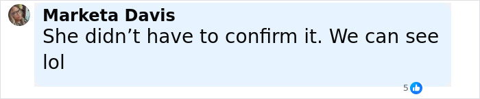 User comment by Marketa Davis saying she didn’t have to confirm it, fans see it, related to Simone Biles plastic surgery rumors. User comment by Marketa Davis saying she didn’t have to confirm it, fans see it, related to Simone Biles plastic surgery rumors.
