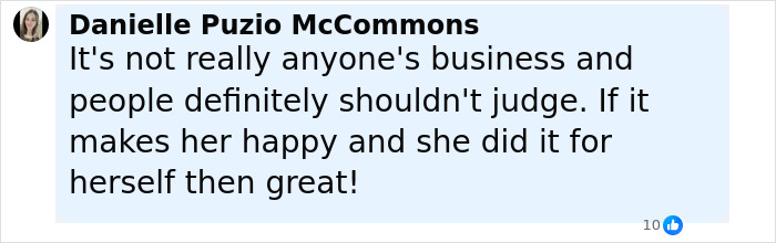Comment from Danielle Puzio McCommons discussing opinions on Simone Biles plastic surgery rumors. Comment from Danielle Puzio McCommons discussing opinions on Simone Biles plastic surgery rumors.