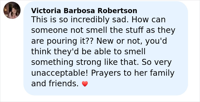 Comment expressing sadness about a mom passing away after a restaurant's brutal mistake making her a drink.