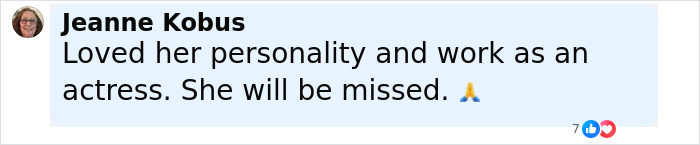 Comment expressing love for Diane Keaton’s personality and work, mentioning she will be missed with a praying hands emoji. Comment expressing love for Diane Keaton’s personality and work, mentioning she will be missed with a praying hands emoji.