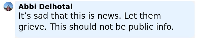 Comment from Abbi Delhotal expressing sadness and privacy concerns on Diane Keaton's last moments in 911 call tributes. Comment from Abbi Delhotal expressing sadness and privacy concerns on Diane Keaton's last moments in 911 call tributes.