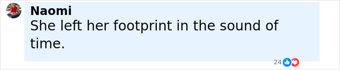 Comment by Naomi saying she left her footprint in the sound of time, related to Diane Keaton's last moments revealed in 911 call. Comment by Naomi saying she left her footprint in the sound of time, related to Diane Keaton's last moments revealed in 911 call.
