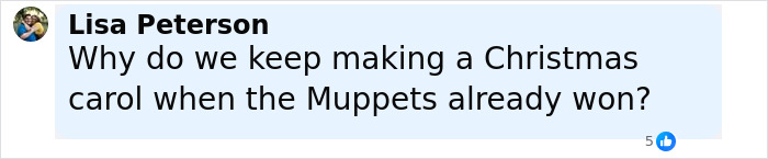 Comment by Lisa Peterson questioning why Christmas carol remakes continue after the Muppets' success, discussing Johnny Depp movie backlash. Comment by Lisa Peterson questioning why Christmas carol remakes continue after the Muppets' success, discussing Johnny Depp movie backlash.