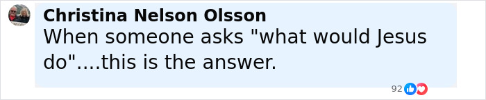 Comment by Christina Nelson Olsson reacting to a discussion about Mormons raising $500k for Michigan church attacker. Comment by Christina Nelson Olsson reacting to a discussion about Mormons raising $500k for Michigan church attacker.