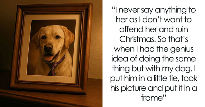 Man Finally Snaps After Years Of Nephew-Themed Gifts, Surprises Sister With A Portrait Of His Dog