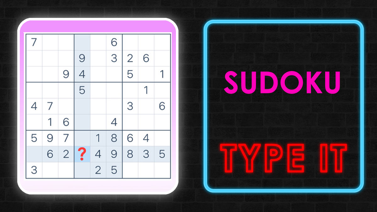 Partially filled Sudoku puzzle grid with a question mark highlighting a missing number to solve the Sudoku puzzle challenge.