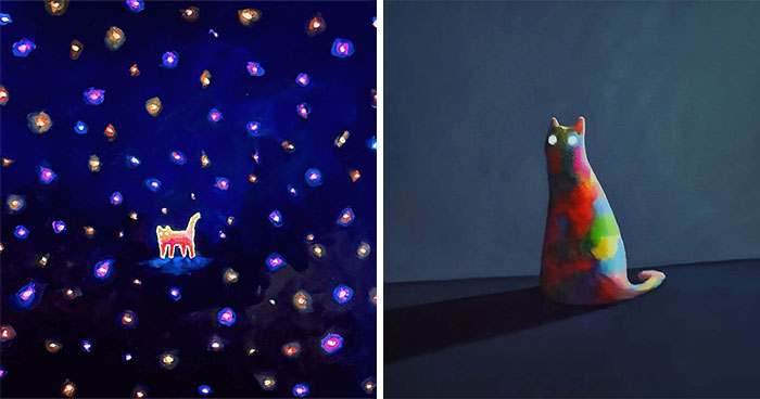 German Digital Artist Turns Black Cats Into Mysterious Travelers In Vast Colorful Landscapes (70 Pics)