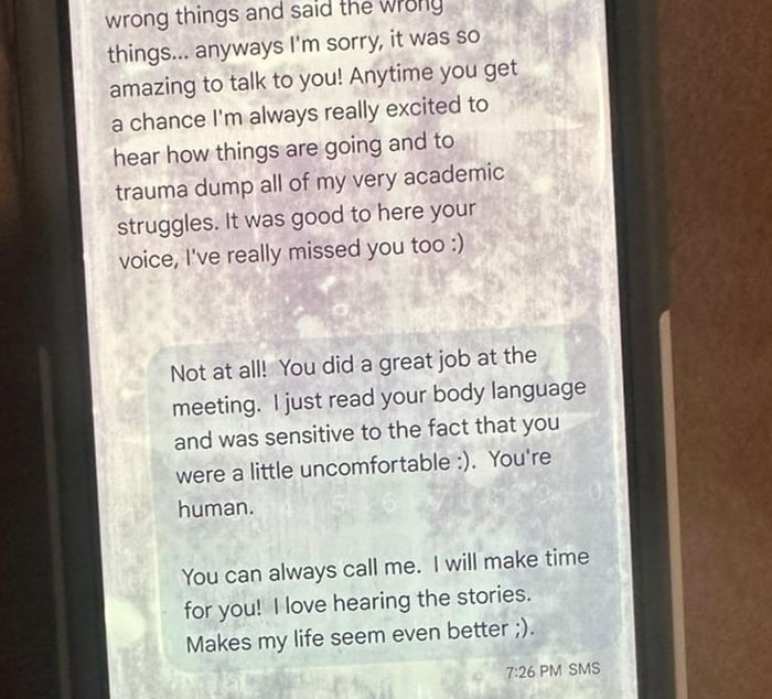 Text message screenshot showing a 43YO texting former student with sensitive and personal messages shared by partner. Text message screenshot showing a 43YO texting former student with sensitive and personal messages shared by partner.