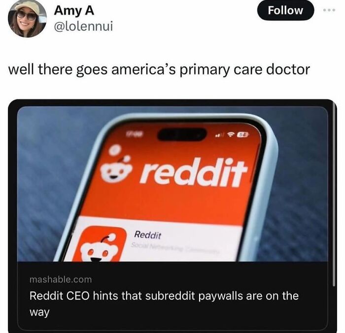 Screenshot of a meme about Reddit CEO hinting at subreddit paywalls, shared on a funny and relatable memes page.
