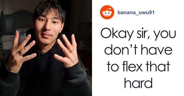 Thumbless man demonstrating genius life hacks with quirky humor, engaging viewers through creative hand gestures.