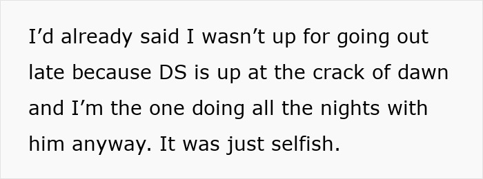 Text excerpt showing a tired mom expressing frustration over doing all night caregiving while dad is let down and useless. Text excerpt showing a tired mom expressing frustration over doing all night caregiving while dad is let down and useless.