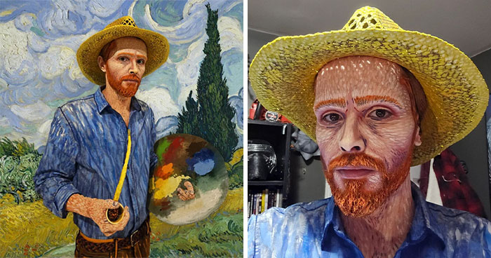 It Took Hours Of Painting And Makeup For This Artist To Transform Into Vincent van Gogh For Halloween