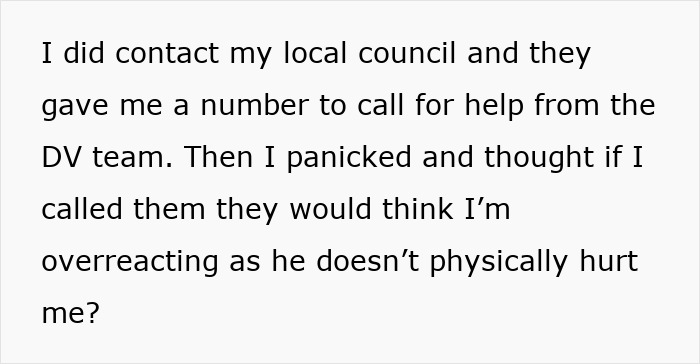 Text excerpt about contacting local council for help with emotional cruelty in a troubled marriage situation. Text excerpt about contacting local council for help with emotional cruelty in a troubled marriage situation.