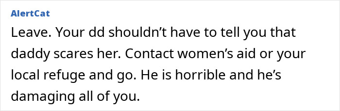 Commenter urges wife to leave husband due to emotional cruelty and harm, advising contact with women’s aid or refuge services. Commenter urges wife to leave husband due to emotional cruelty and harm, advising contact with women’s aid or refuge services.