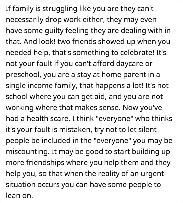Text about woman with two kids not getting support after surgery, expressing struggle and need for help in family situations. Text about woman with two kids not getting support after surgery, expressing struggle and need for help in family situations.