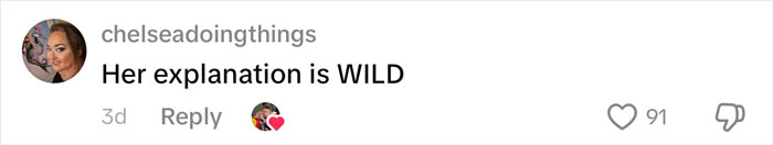Instagram comment saying Her explanation is WILD with a heart reaction, related to viral Kansas City Karen incident.