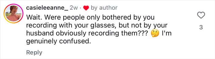 User comment on social media about a woman who used Meta glasses to record vacation regrets after watching footage. User comment on social media about a woman who used Meta glasses to record vacation regrets after watching footage.