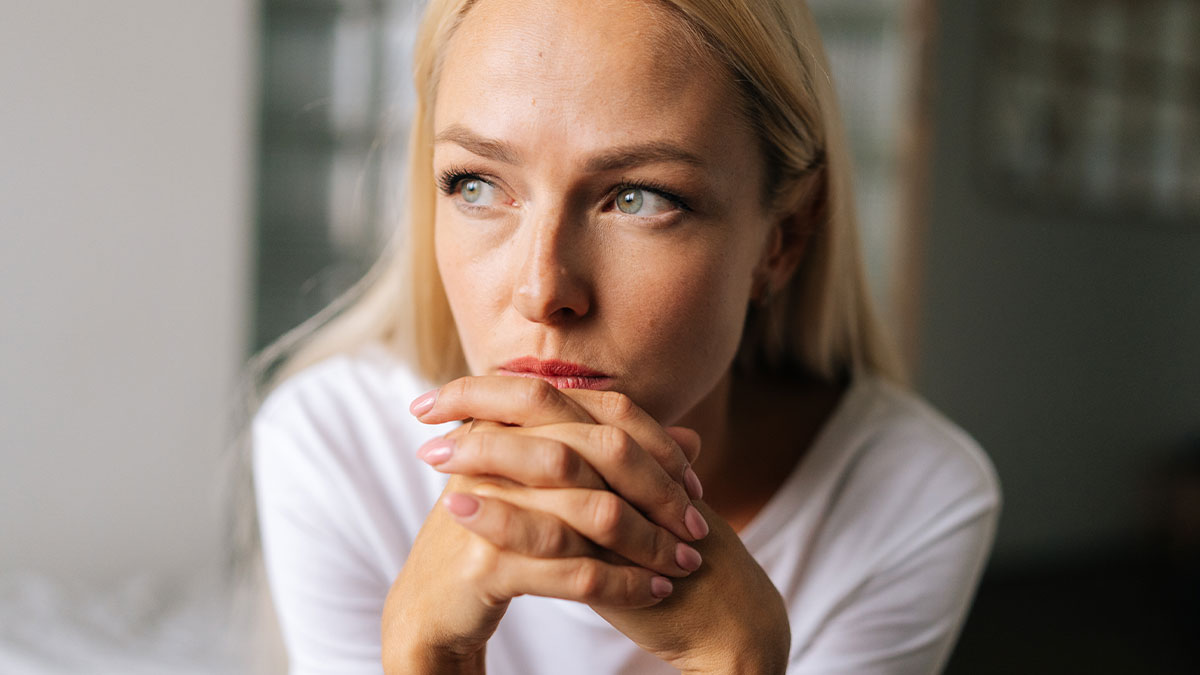 Blonde woman looking thoughtful and confused, illustrating hilarious instances of people unaware of common knowledge.