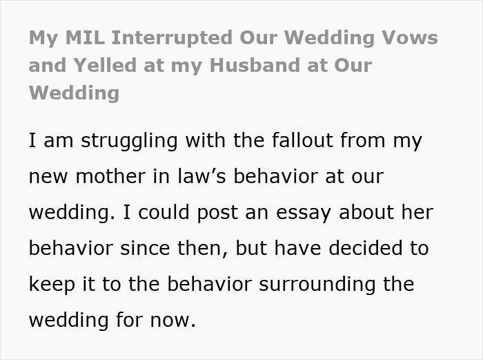 Text excerpt discussing a son appalled by his mom’s behavior ruining his wedding day and related wedding issues. Text excerpt discussing a son appalled by his mom’s behavior ruining his wedding day and related wedding issues.
