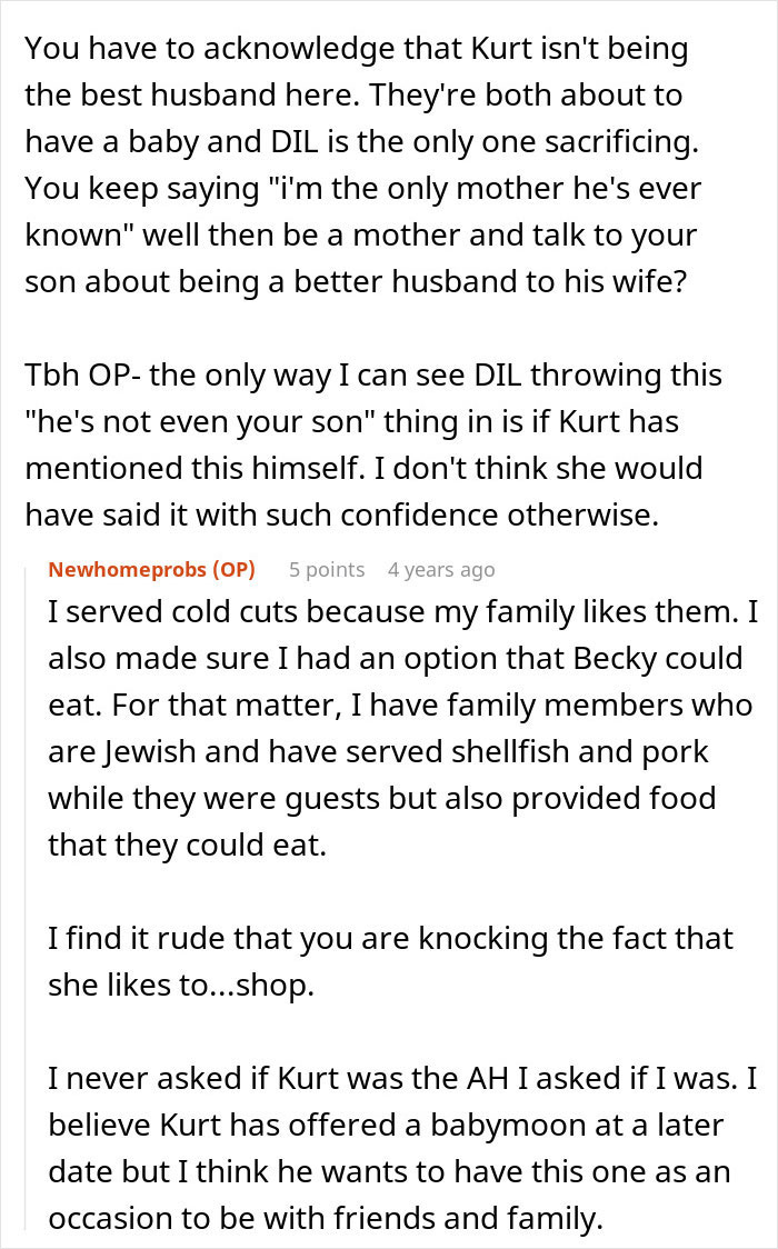 Screenshot of online discussion about MIL telling DIL the world doesn’t revolve around her pregnancy after complaints