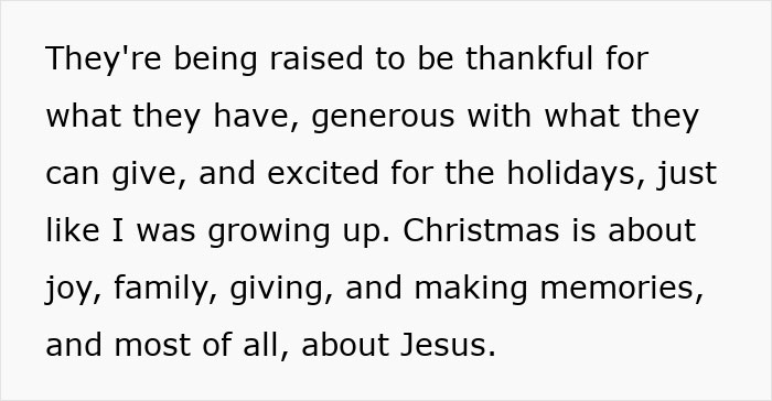 Alt text: Text about raising kids to be thankful and generous during holidays, highlighting consumerism and gift giving challenges.