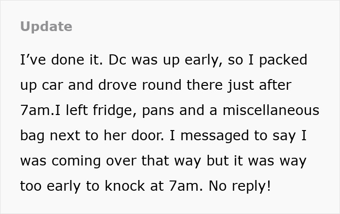 Text update about gifting broken items early in the morning causing disagreement between friends. Text update about gifting broken items early in the morning causing disagreement between friends.