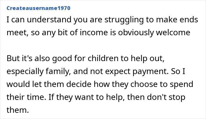 Comment thread discussing pregnant SIL paying nieces to help, and mom stopping visits when money stops coming.