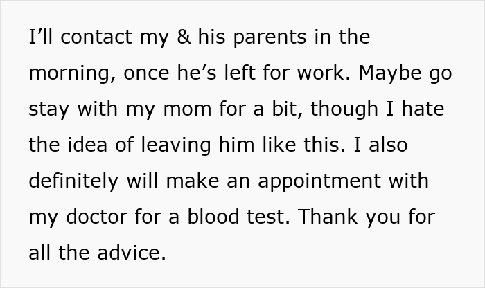 Text message on phone screen about contacting parents and making a doctor appointment for a blood test related to a health concern. Text message on phone screen about contacting parents and making a doctor appointment for a blood test related to a health concern.