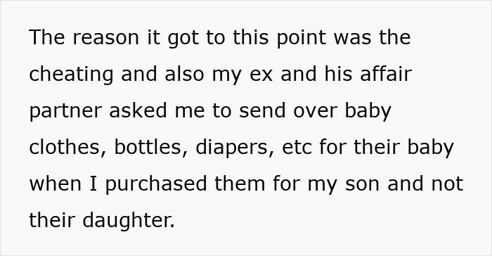 Text excerpt about man cheating and demanding wife babysit his affair child, with wife’s attorney reacting dismissively. Text excerpt about man cheating and demanding wife babysit his affair child, with wife’s attorney reacting dismissively.
