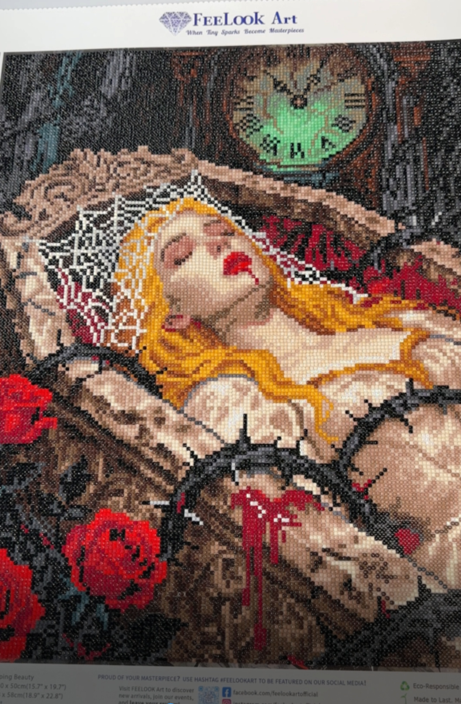 I Just Finished My “Dark Sleeping Beauty” Diamond Painting — And I’m Obsessed! 💎🖤