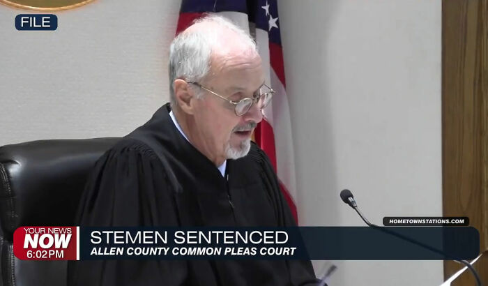 Judge delivering sentence in Allen County Common Pleas Court for man leaving 2YO daughter in burning car after drunk crash