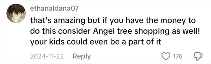 Social media comment discussing a mom going viral for an insane amount of gifts for her kids and consumerism backlash.