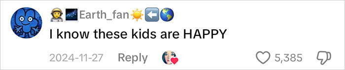 Screenshot of a social media comment saying Kids are happy, related to mom viral gifts and consumerism backlash.