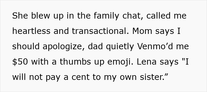Text conversation about a mom expecting free babysitting from her sister, who responds with a $312 bill reality check. Text conversation about a mom expecting free babysitting from her sister, who responds with a $312 bill reality check.