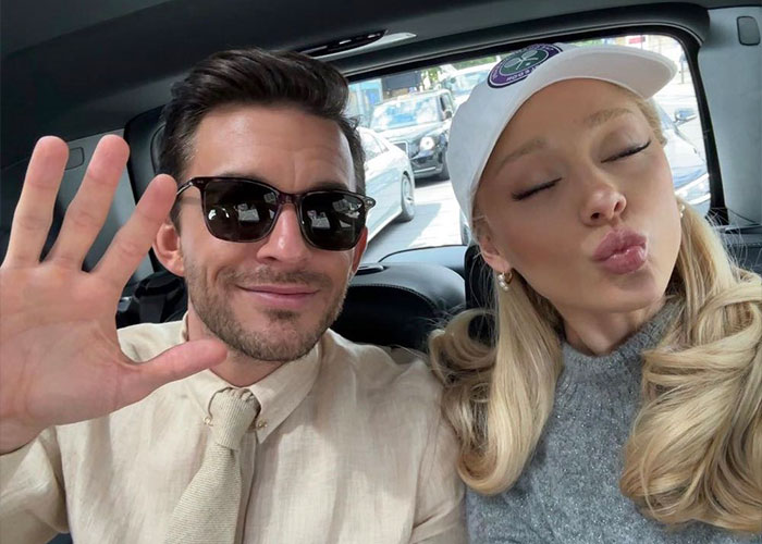 Ariana Grande and Jonathan Bailey sharing a playful moment inside a car, sparking home wrecking reactions online. Ariana Grande and Jonathan Bailey sharing a playful moment inside a car, sparking home wrecking reactions online.