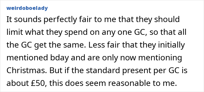 Discussion about grandparents combining birthday and Christmas gifts, with a mom feeling scammed over gift spending limits. Discussion about grandparents combining birthday and Christmas gifts, with a mom feeling scammed over gift spending limits.