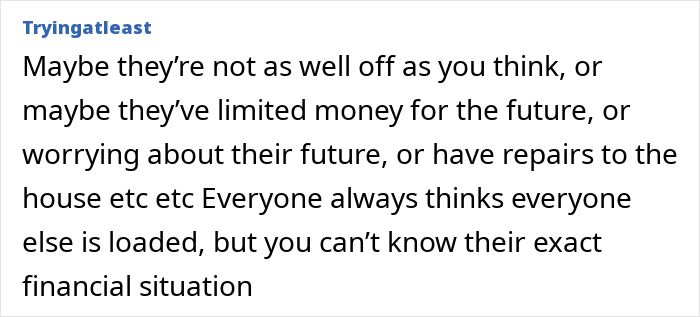 Comment discussing grandparents combining birthday and Christmas gifts due to financial concerns and uncertainty about their situation. Comment discussing grandparents combining birthday and Christmas gifts due to financial concerns and uncertainty about their situation.