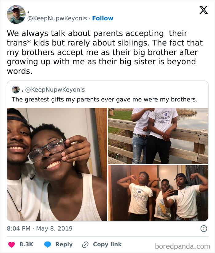 Three photos of siblings showing gratitude and close bond, celebrating strong relationships in heartfelt moments together.
