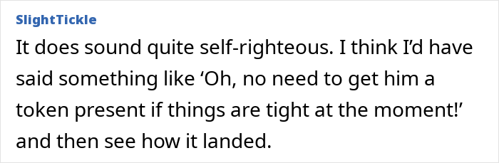 Screenshot of a Reddit comment discussing grandparents combining birthday and Christmas gifts leaving the mom feeling scammed. Screenshot of a Reddit comment discussing grandparents combining birthday and Christmas gifts leaving the mom feeling scammed.