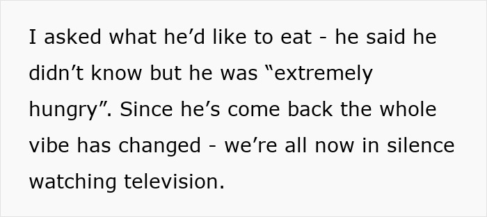 Text excerpt describing a tense family moment with an ungrateful husband lacking support in parenting, watching television in silence. Text excerpt describing a tense family moment with an ungrateful husband lacking support in parenting, watching television in silence.