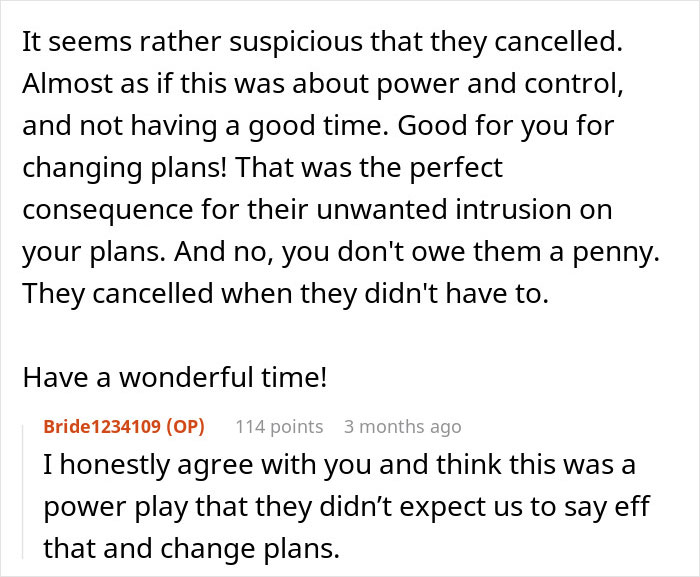 Text conversation discussing a MIL coming on vacation, power plays, and plans being changed and cancelled. Text conversation discussing a MIL coming on vacation, power plays, and plans being changed and cancelled.