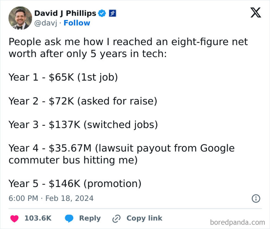 Programming meme showing a humorous take on tech salary growth and debugging as a universal struggle.